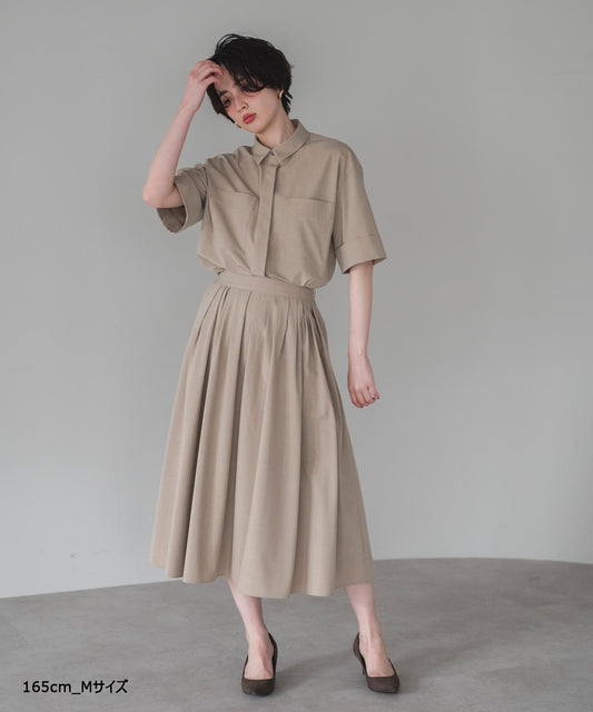 【Cool-Touch】Buckle Tuck Flare Skirt