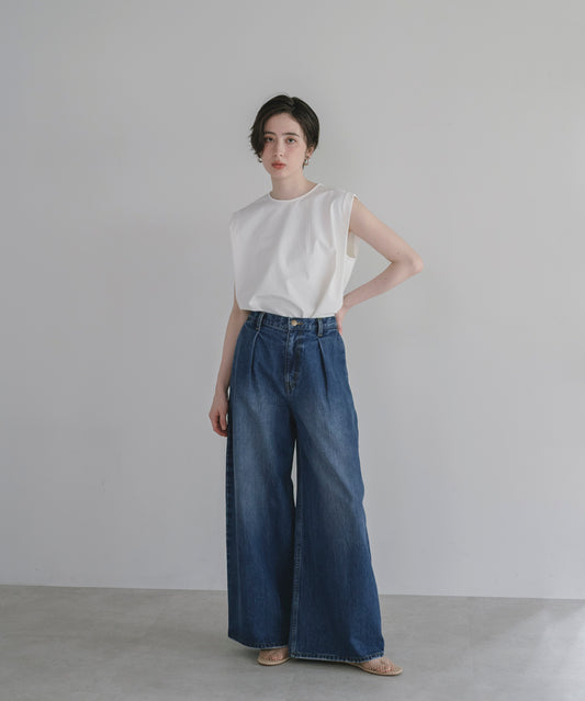 【KUROKI Denim】Tucked Wide Denim