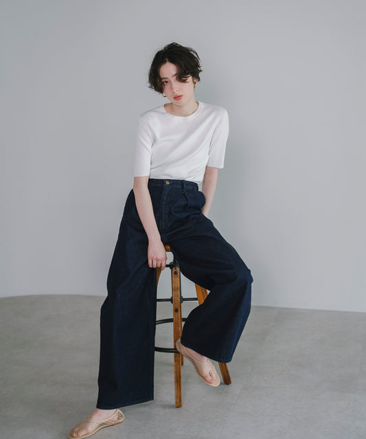 【KUROKI Denim】Tucked Wide Denim