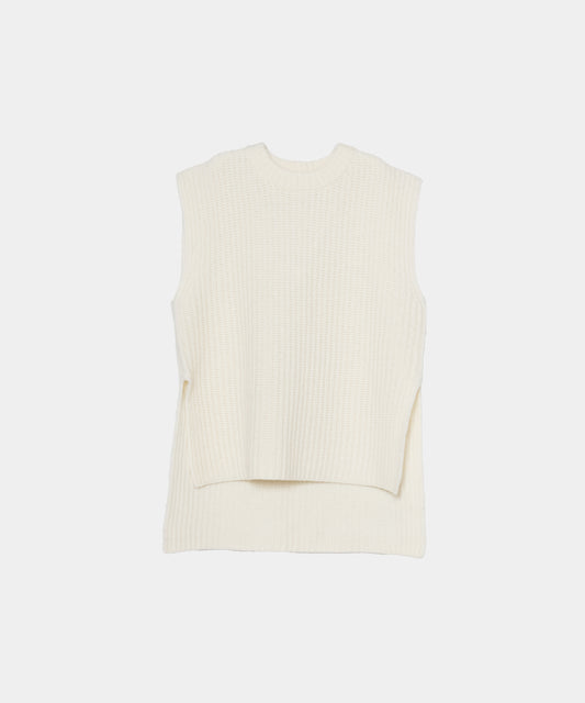 【Layerable】Wool Side Slit Middle Vest