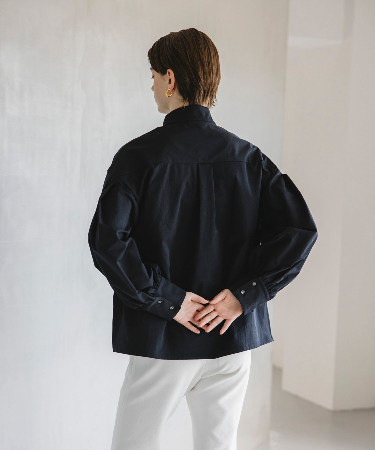 Gold Button Volume Sleeve Blouse