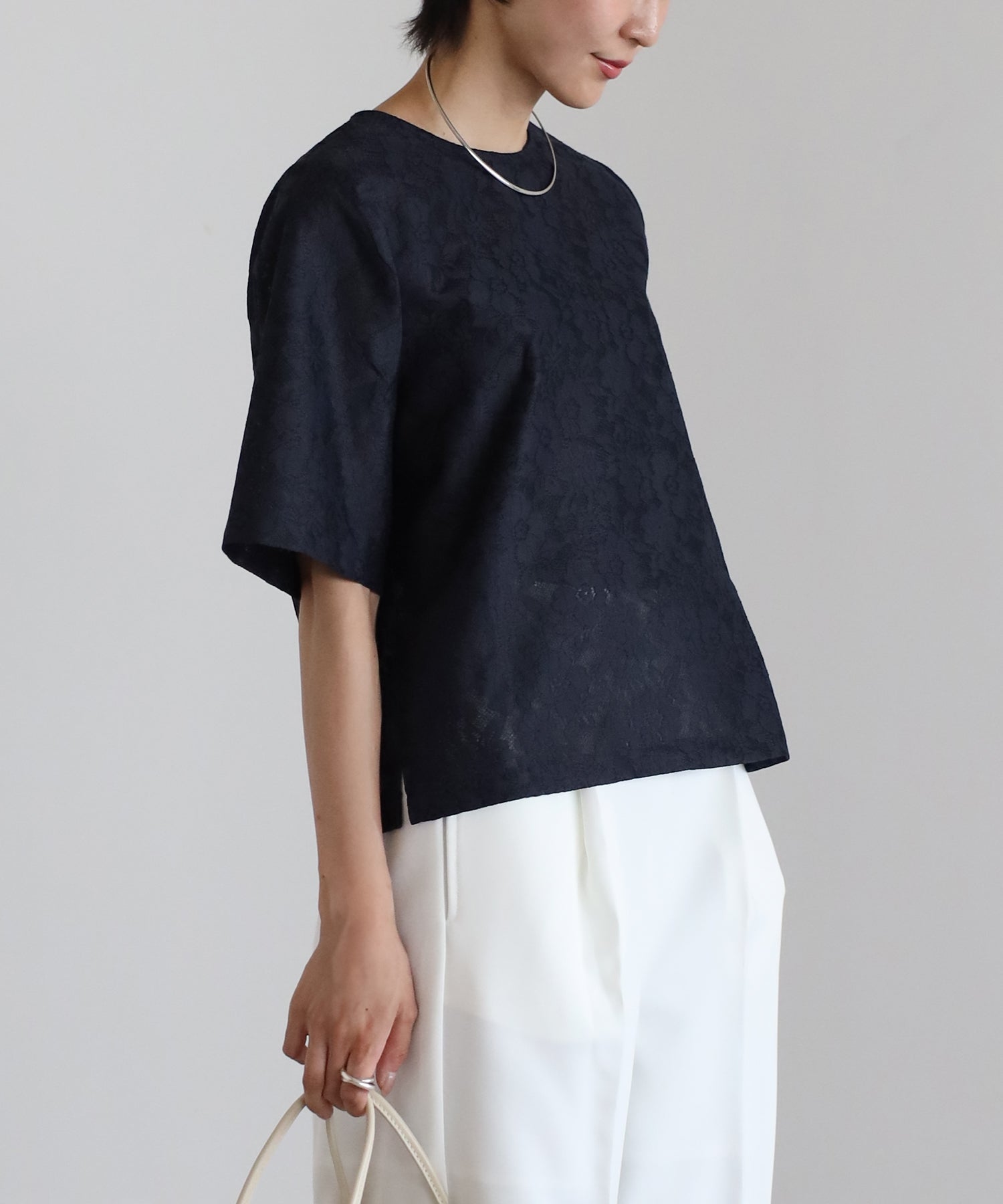 【Wrinkle Prevention】Lace Basic Tshirts