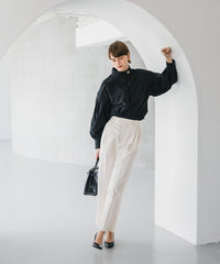 Gold Button Volume Sleeve Blouse