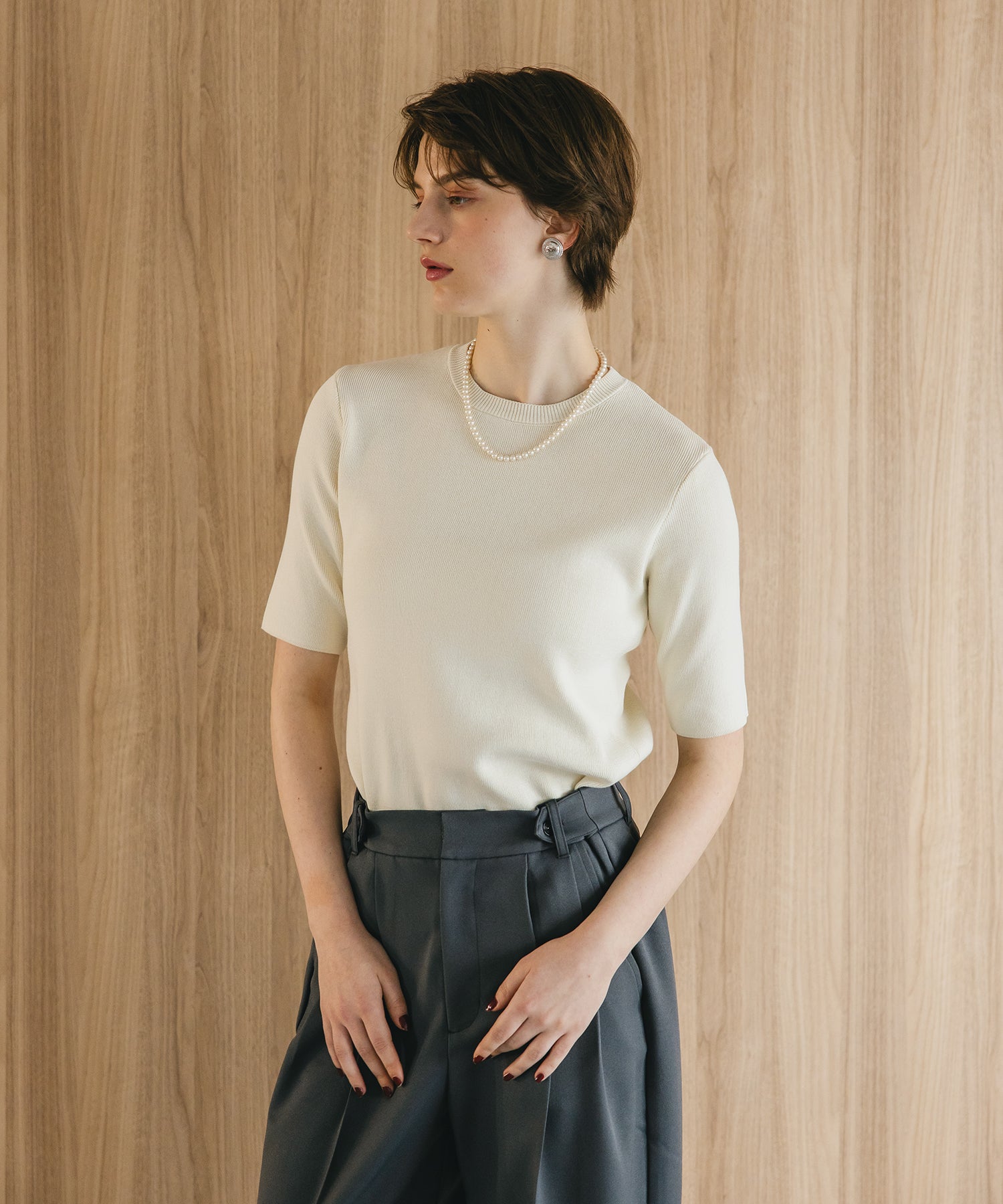 【Machine Washable】Half Sleeve Knit