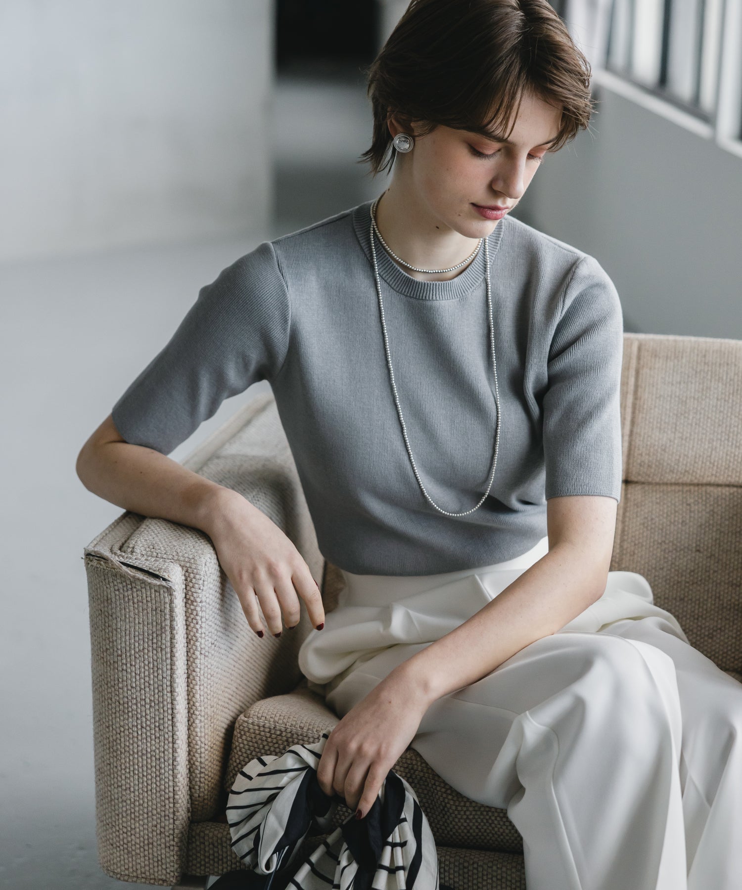 【Machine Washable】Half Sleeve Knit