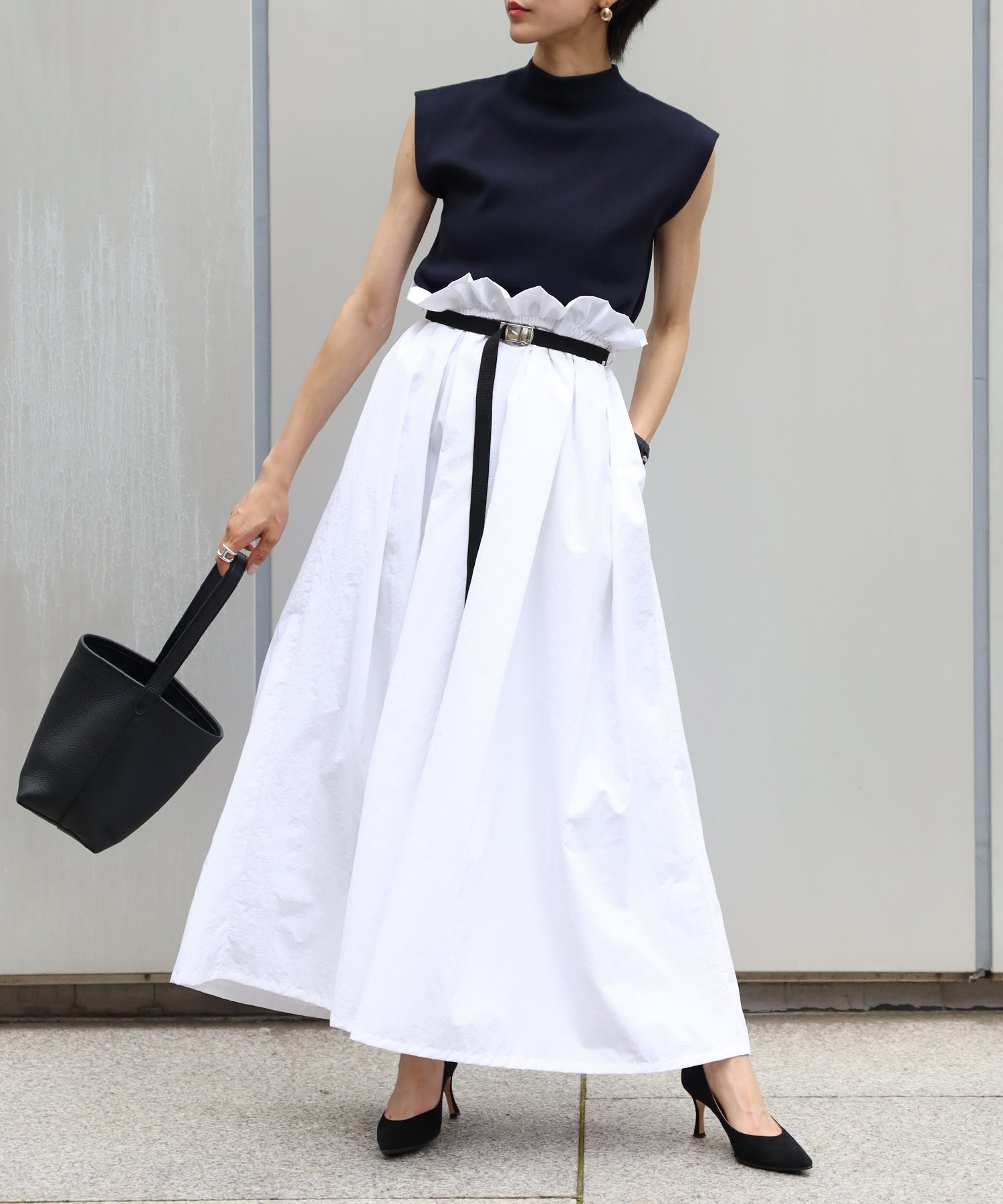 【Water-Repellent】Belt set Flared Skirt