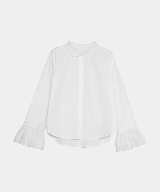 【Wrinkle Prevention】Scallop Collar Blouse