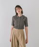 【Easy-Care】Mini Frill Collar Half Sleeve Rib Knit