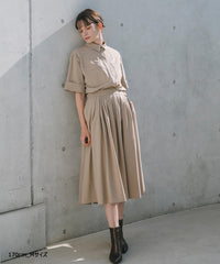 【Cool-Touch】Buckle Tuck Flare Skirt