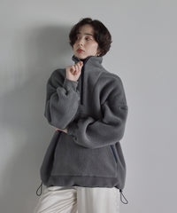 【Machine Washable】Minimal Logo Half-Zip Fleece