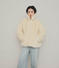 【Machine-Washable】2Way Collar Boa Coat