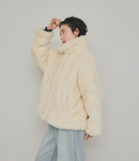 【Machine-Washable】2Way Collar Boa Coat