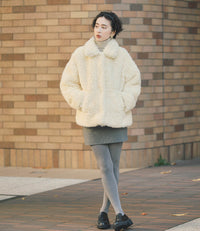【Machine-Washable】2Way Collar Boa Coat