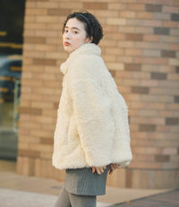 【Machine-Washable】2Way Collar Boa Coat