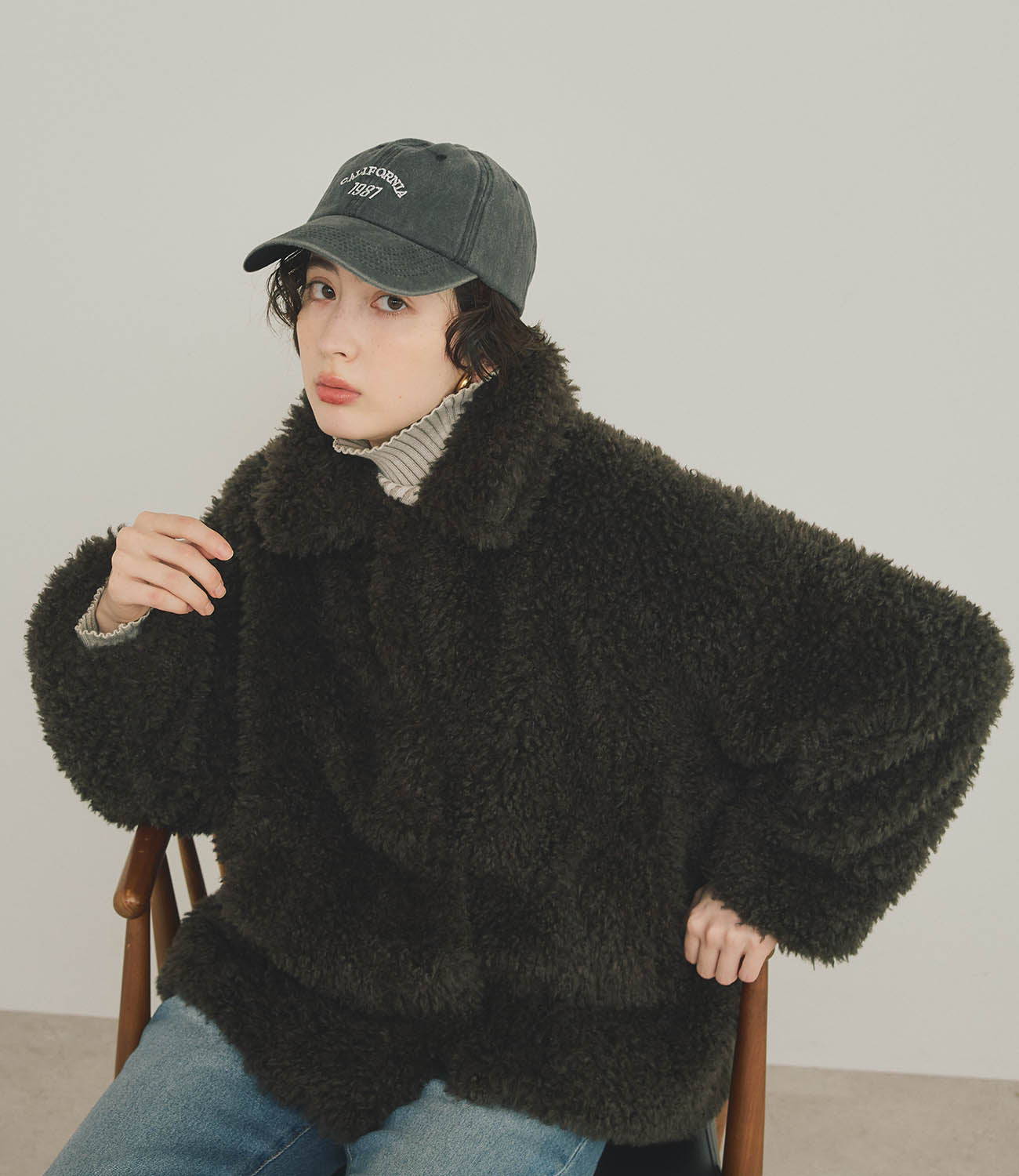 【Machine-Washable】2Way Collar Boa Coat