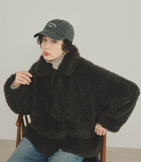 【Machine-Washable】2Way Collar Boa Coat