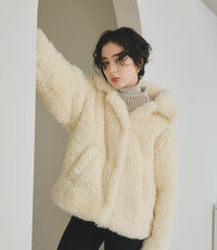 【Machine-Washable】2Way Collar Boa Coat