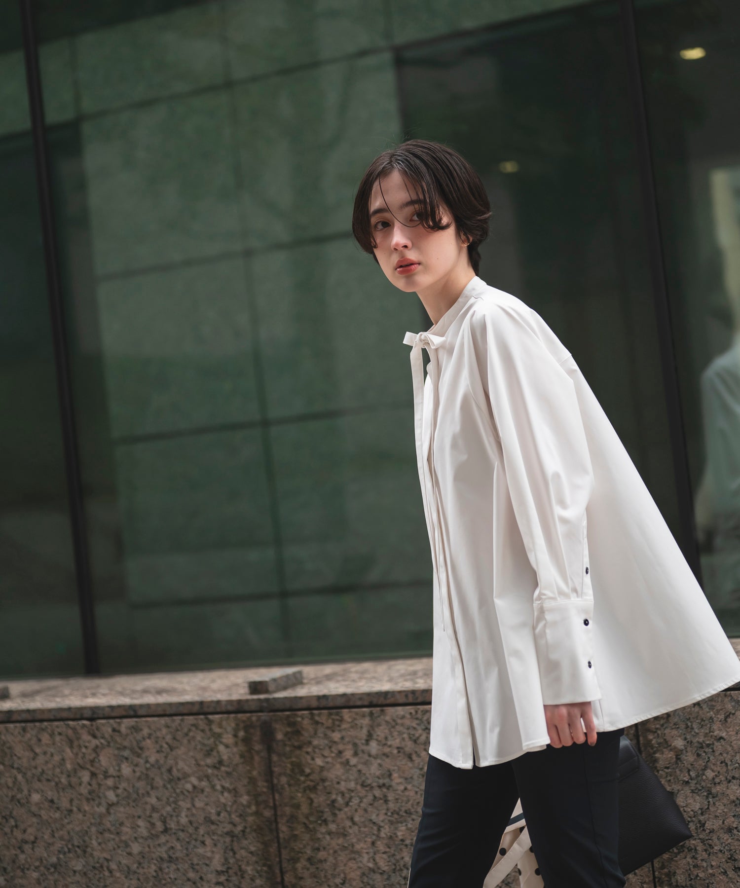 app　mare Slim Tie Flare Blouse Water Repellent】Slim Tie Flare Blouse – maré（マレ）オンラインストア