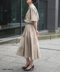 【Cool-Touch】Buckle Tuck Flare Skirt
