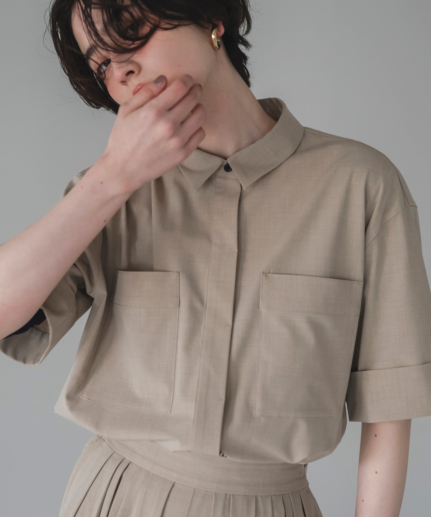 M*a様 mare Roll Up Half Sleeve Shirts　ネイビ Cool-Touch】Roll Up Half Sleeve Shirts – maré（マレ）オンラインストア