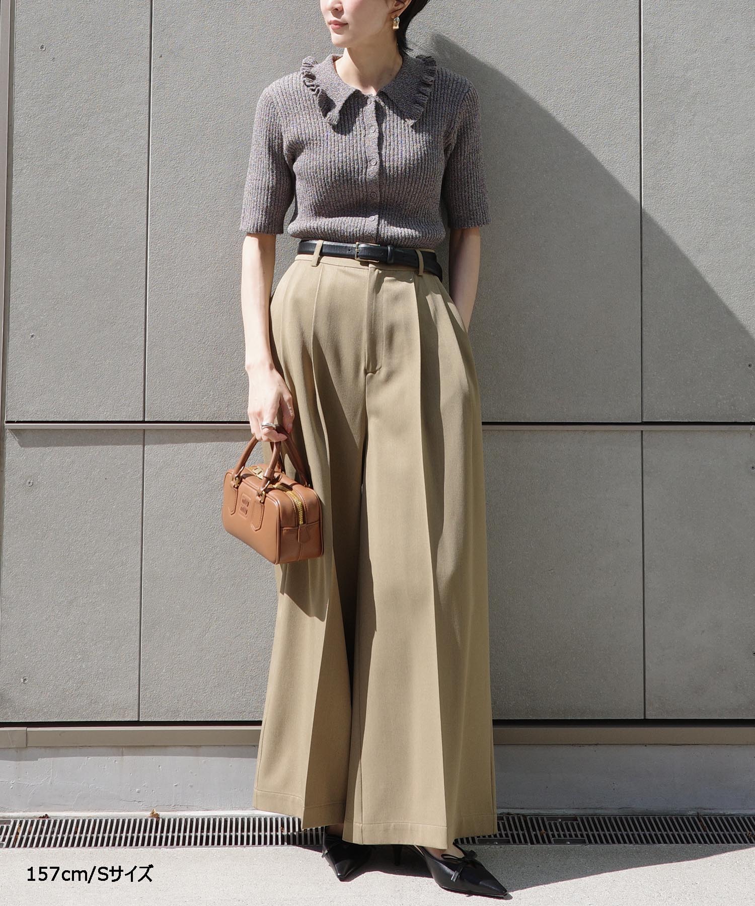 【Wrinkle Prevention】Comfort Line Wide Tuck Pants