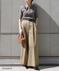 【Wrinkle Prevention】Comfort Line Wide Tuck Pants