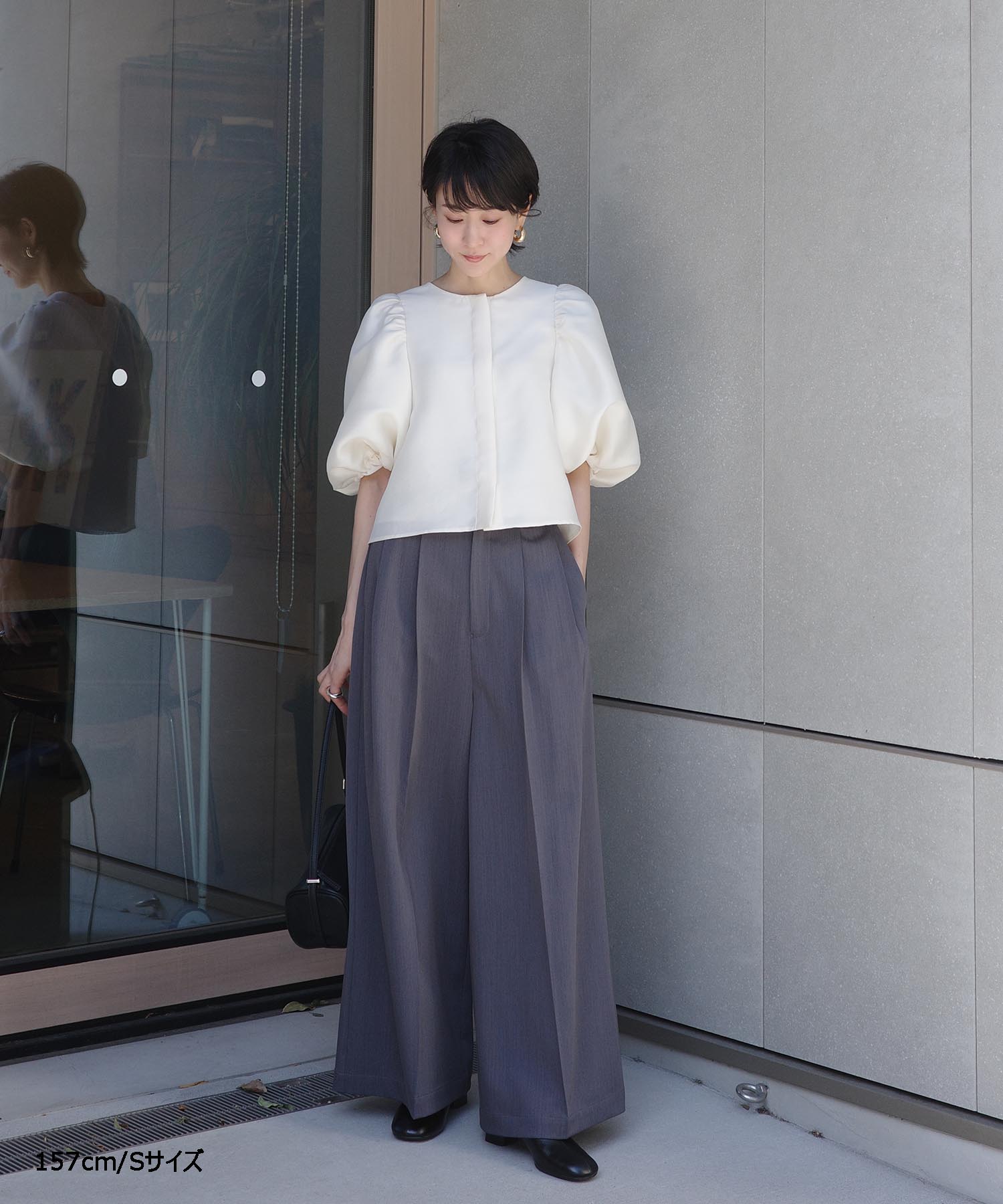 【Wrinkle Prevention】Comfort Line Wide Tuck Pants