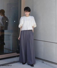 【Wrinkle Prevention】Comfort Line Wide Tuck Pants