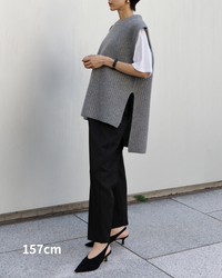 【Layerable】Wool Side Slit Middle Vest