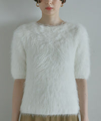 【Soft Touch】Fluffy Shaggy Half Sleeve Knit