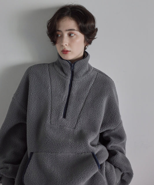 【Machine Washable】Minimal Logo Half-Zip Fleece