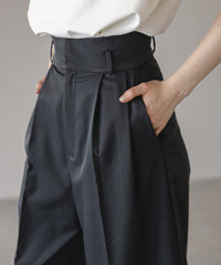【Wrinkle Prevention】High Waist  Ｗide Pants