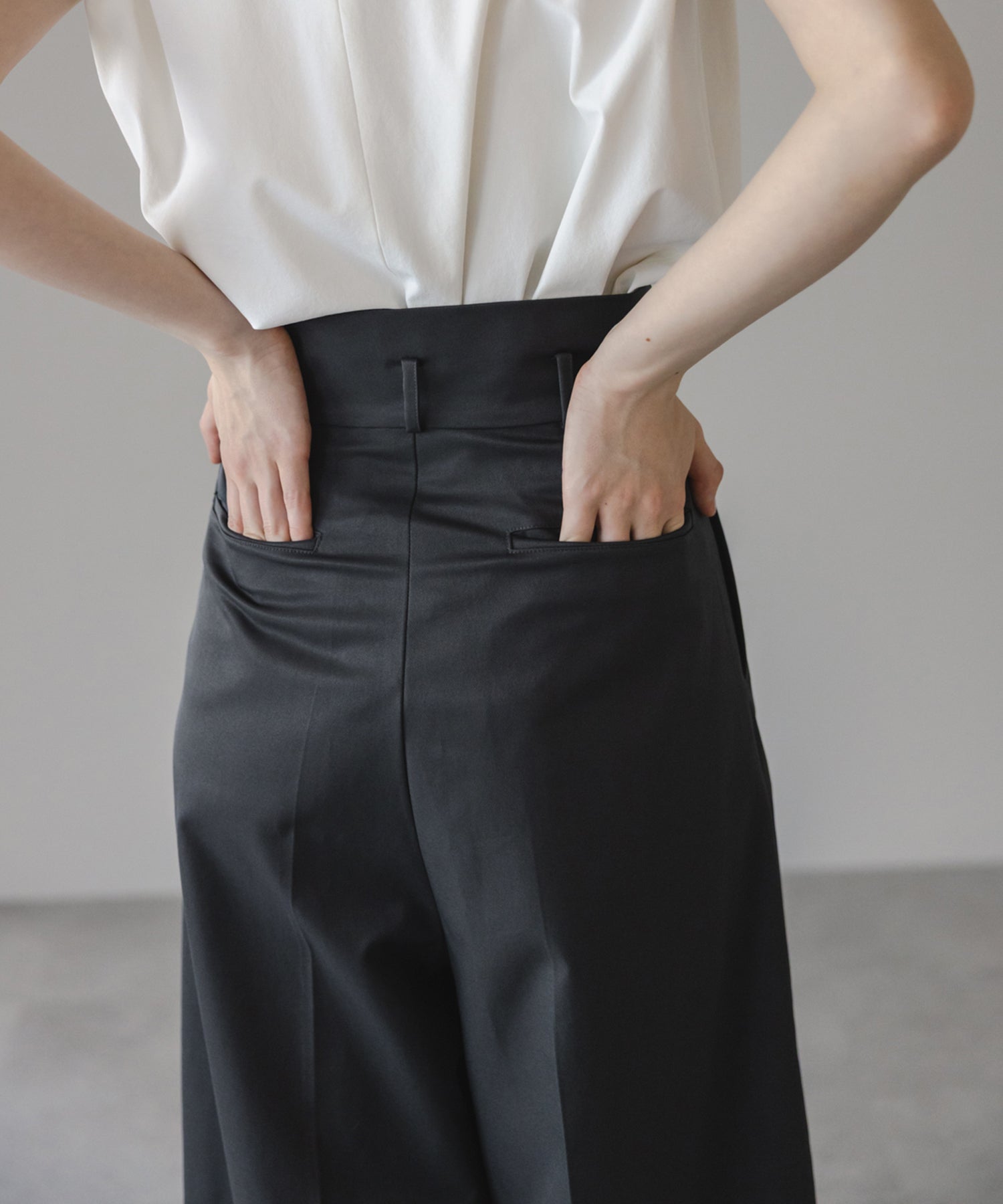 【Wrinkle Prevention】High Waist  Ｗide Pants