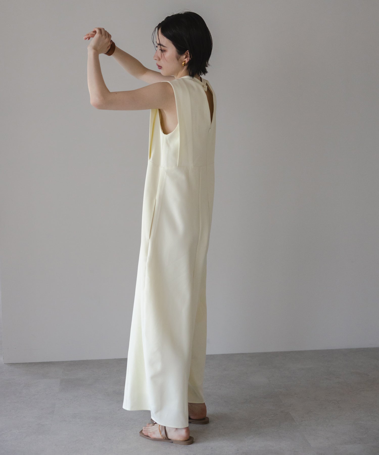 【Wrinkle Prevention】Cocoon Sleeveless All In One