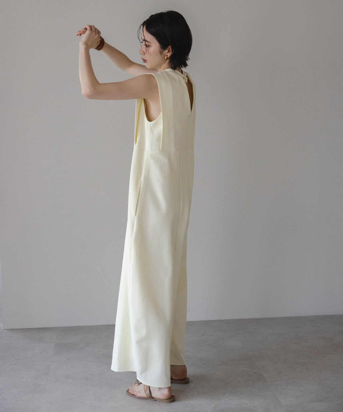 【Wrinkle Prevention】Cocoon Sleeveless All In One