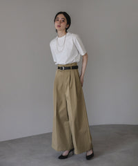 【Wrinkle Prevention】High Waist  Ｗide Pants