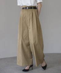 【Wrinkle Prevention】High Waist  Ｗide Pants