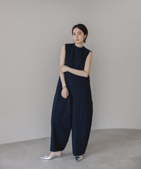 【Wrinkle Prevention】Cocoon Sleeveless All In One