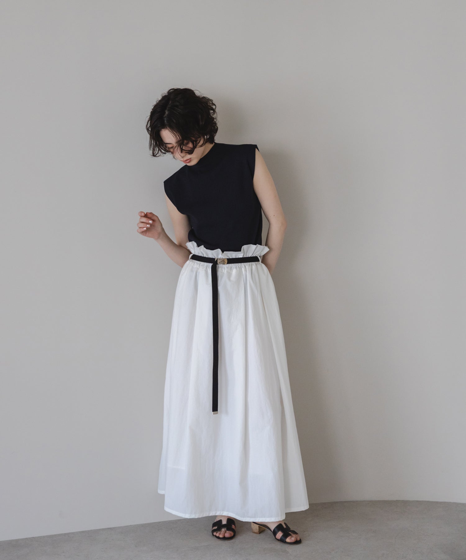 Machine Washable】Hight Neck Sleeve Less Knit – maré（マレ