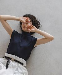 【Machine Washable】Hight Neck Sleeve Less Knit