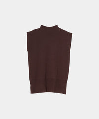 【Machine Washable】Hight Neck Sleeve Less Knit