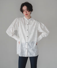 【Wrinkle Prevention】Lace Docking Blouse
