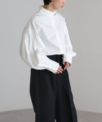 Gold Button Volume Sleeve Blouse