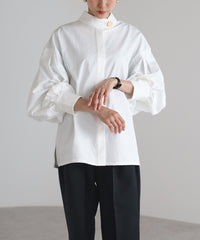 Gold Button Volume Sleeve Blouse