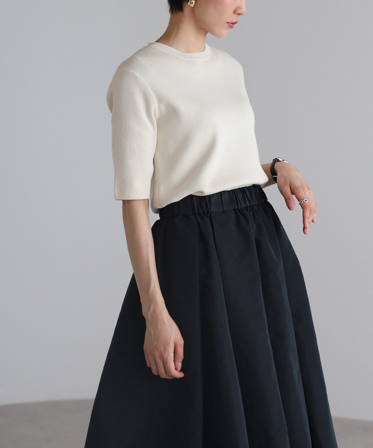 【Machine Washable】Half Sleeve Knit