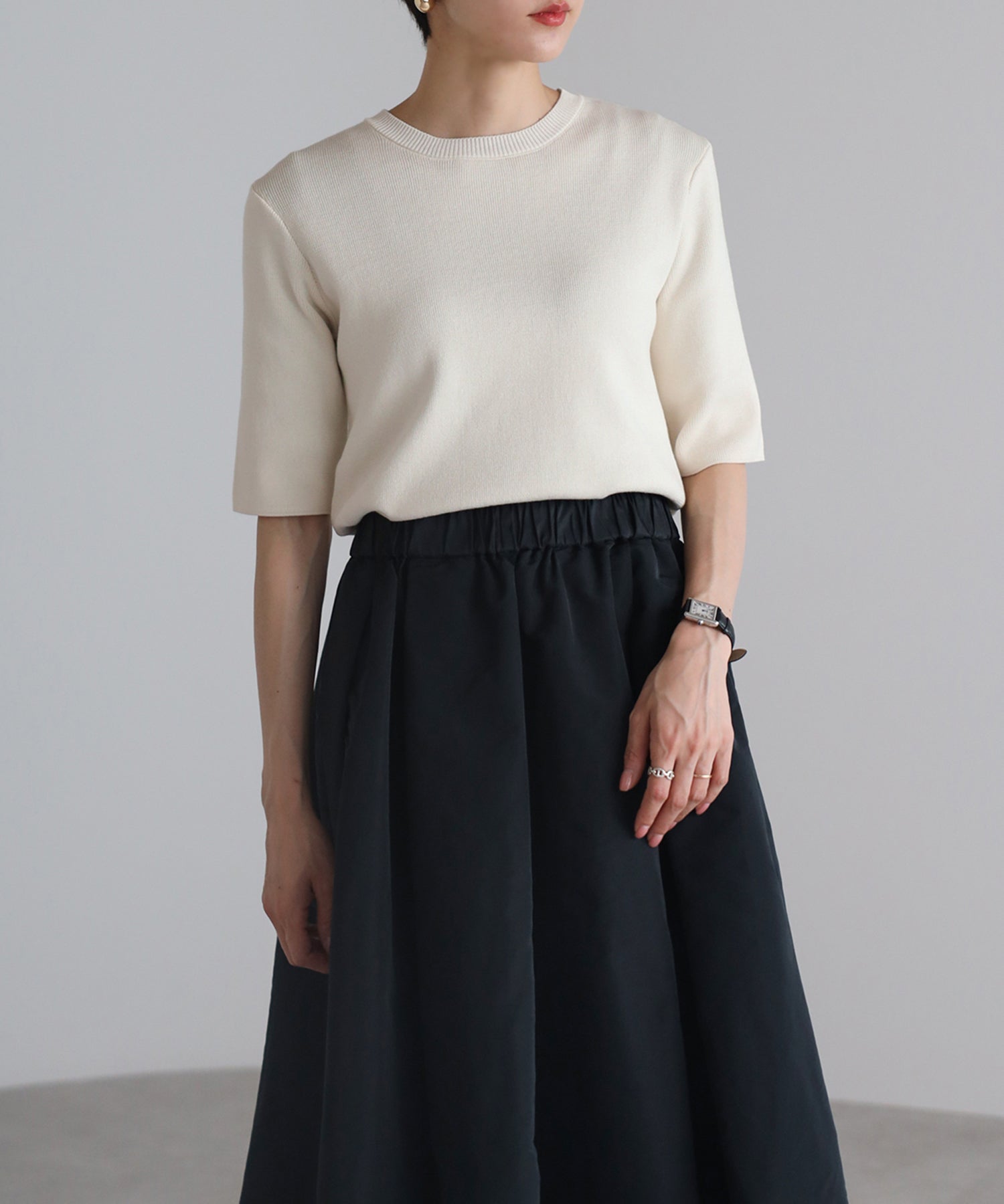 【Machine Washable】Half Sleeve Knit