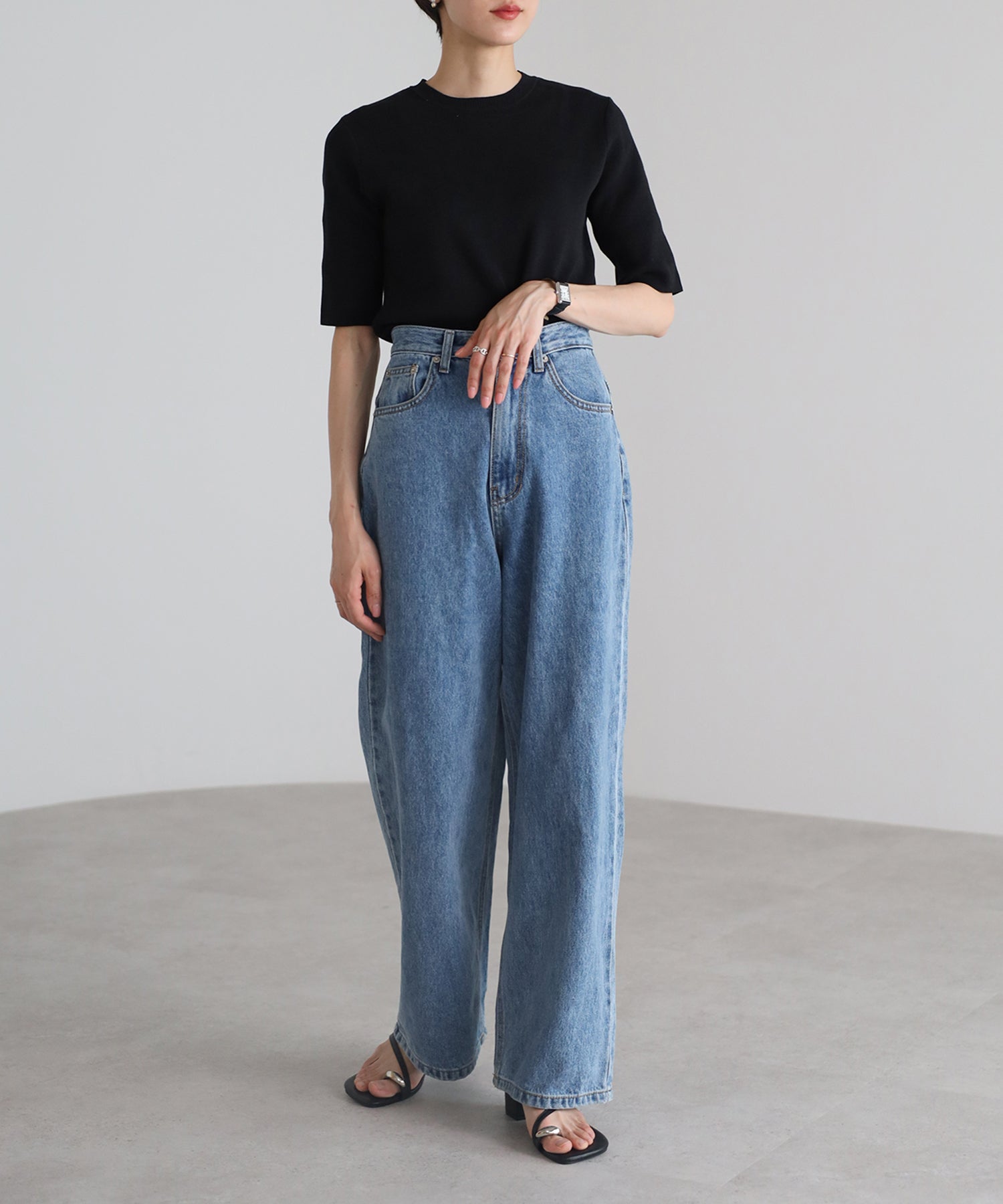 【Machine Washable】Half Sleeve Knit