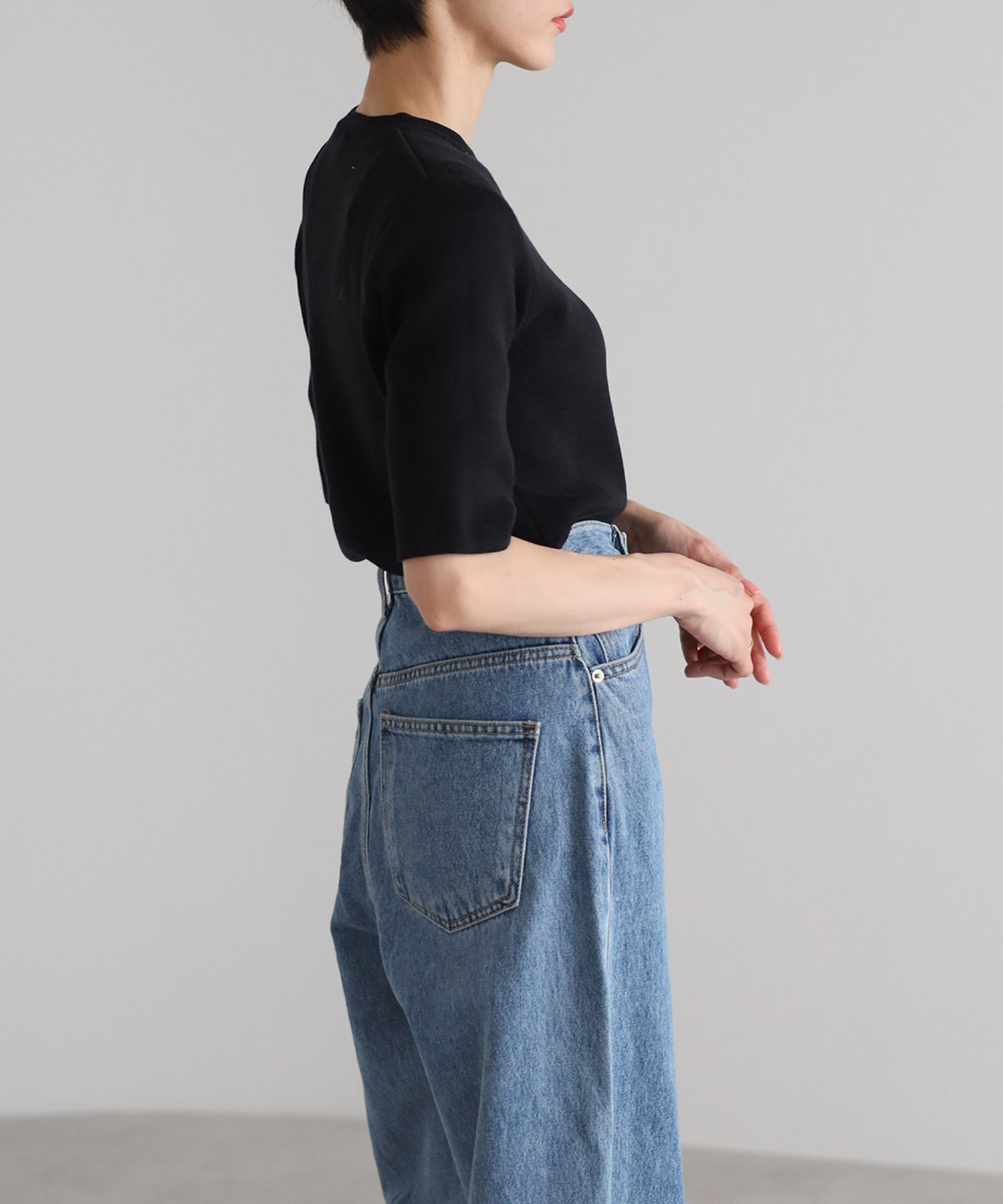 【Machine Washable】Half Sleeve Knit