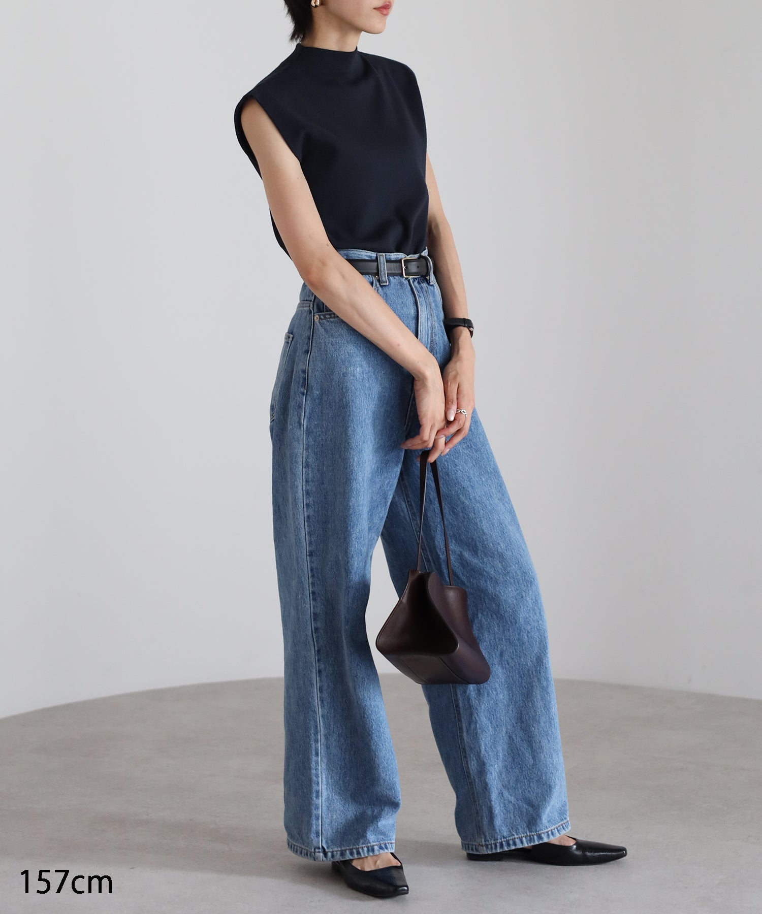 Machine Washable】Hight Neck Sleeve Less Knit – maré（マレ