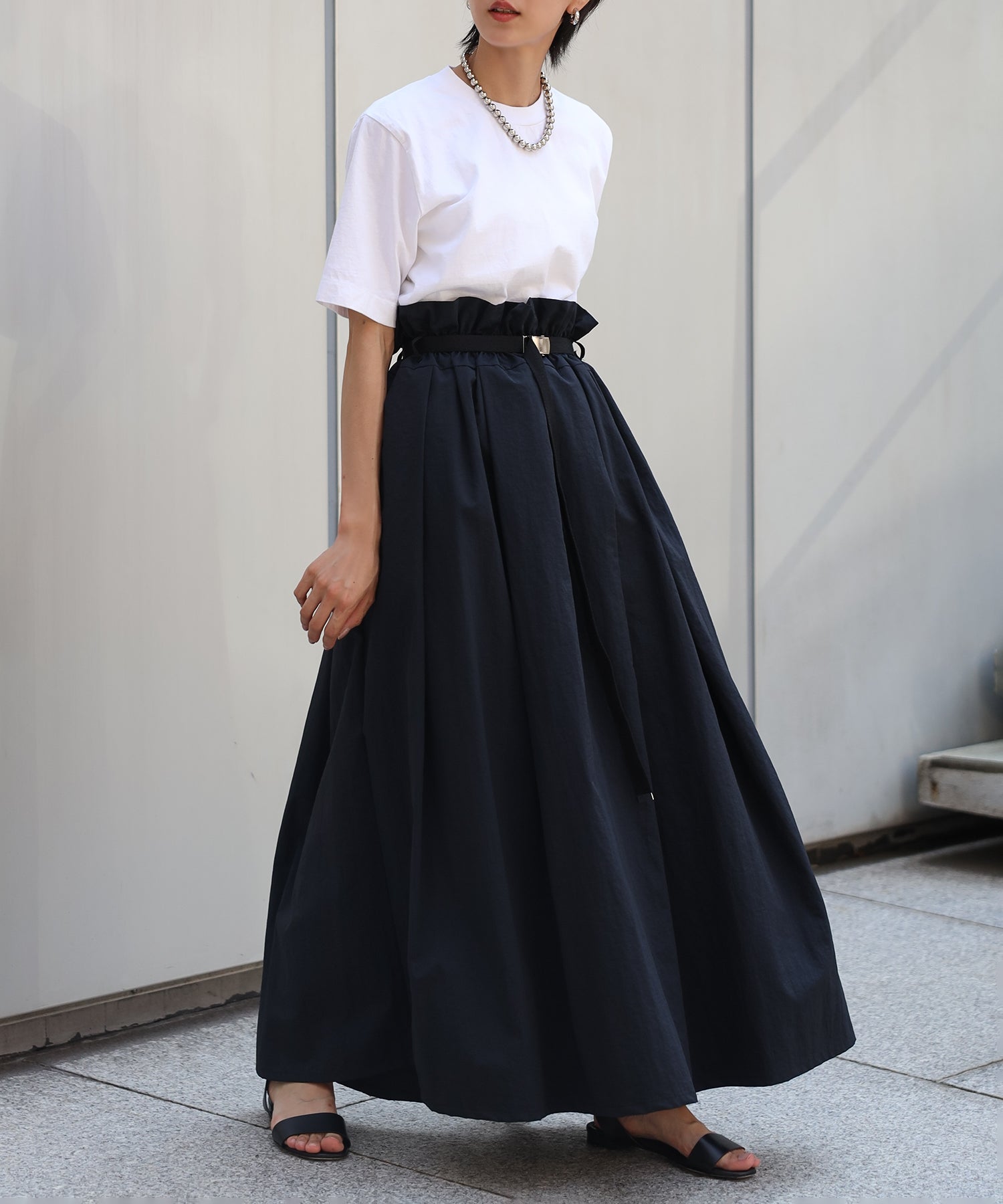 【Water-Repellent】Belt set Flared Skirt